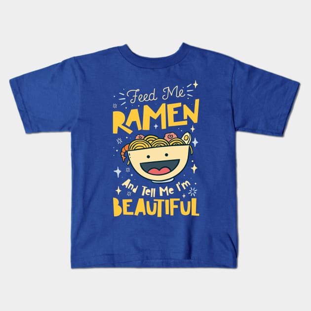 Funny ramen noodles Kids T-Shirt by ArtStyleAlice